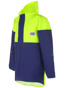 Image of Stormline Waterproof Jacket: "Stormline waterproof jacket in vibrant neon yellow, designed for maximum visibility and protection against harsh weather conditions at sea